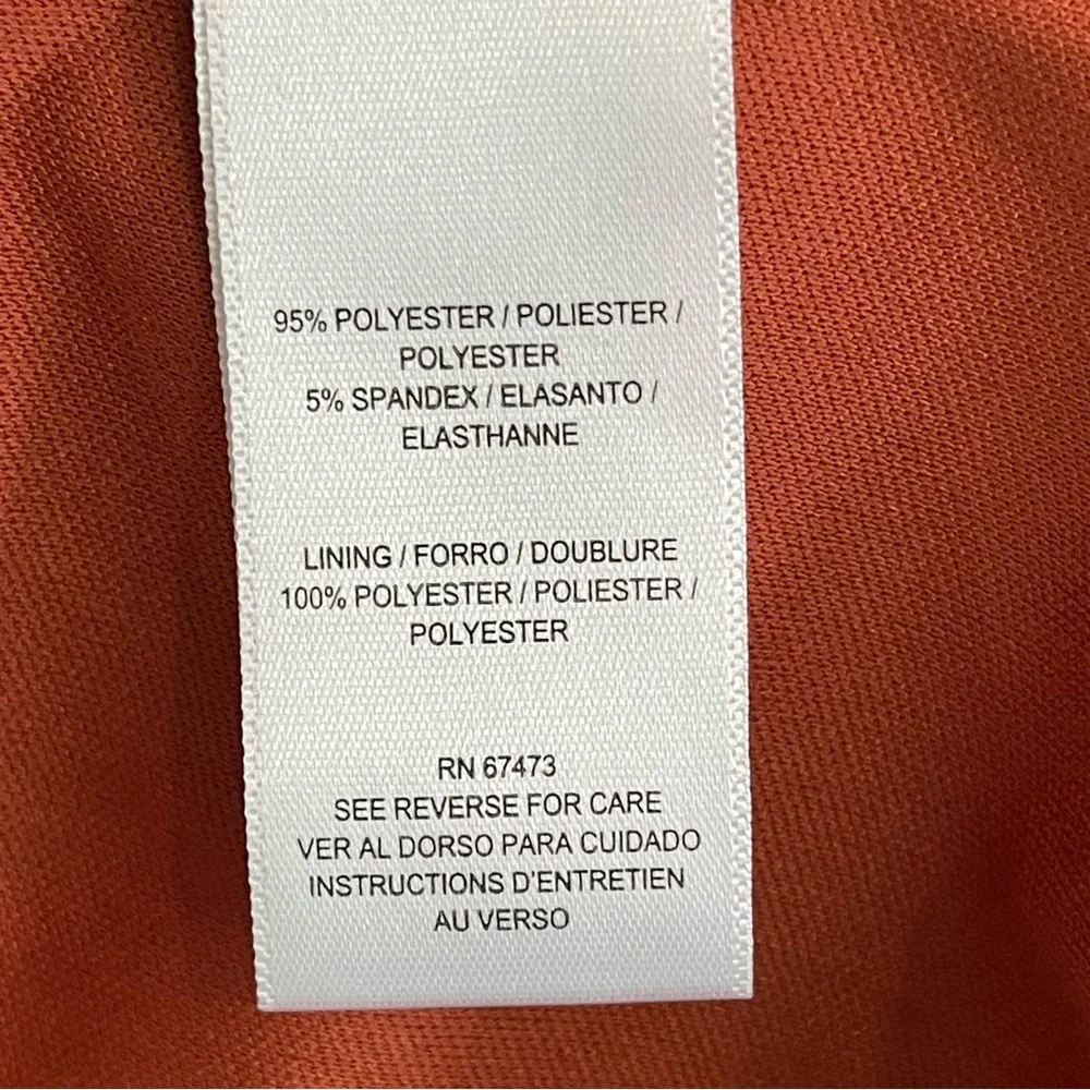 TAYLOR Womens Halter Maxi Dress Size 12 Rust Ivory Asymmetrical Hem - Picture 9 of 10